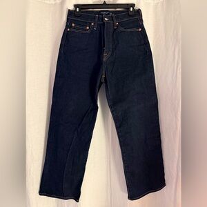 Abercrombie & Fitch Contrast Stitch Dark Blue Baggy Jeans 28x28